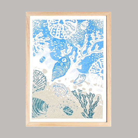 Sérigraphie Rivage – tirage limité 2 couleurs imprimé à la main, inspiration bord de mer et lumière naturelle